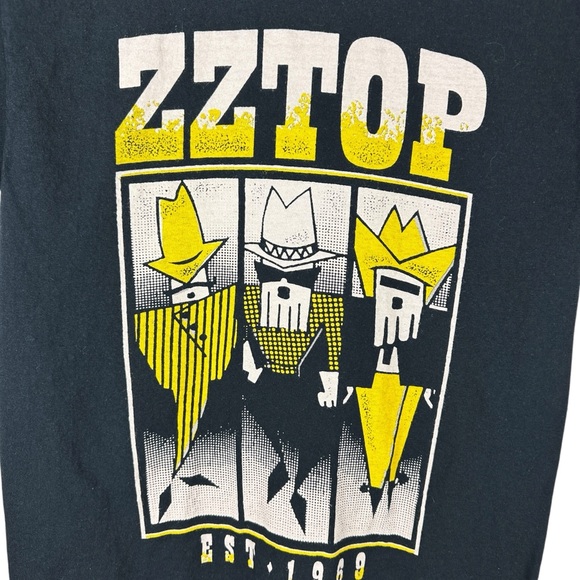 Mens Y2K ZZ Top 2019 Rock Band Music Tour Black Graphic Shirt Size S - Picture 3 of 8